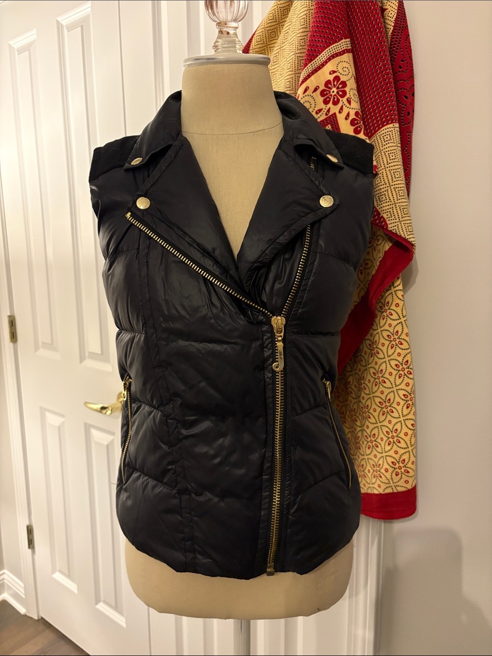Juicy Couture Black Quilted Sleeveless Vest with Gold Hardware